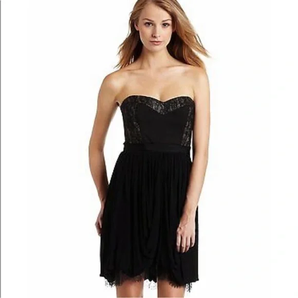 BCBGMAXAZRIA Kore Black Mini Dress with Lace. BCBG XXS Strapless BCBGMAXAZRIA Kore Black Mini Dress with Lace. BCBG XXS Strapless